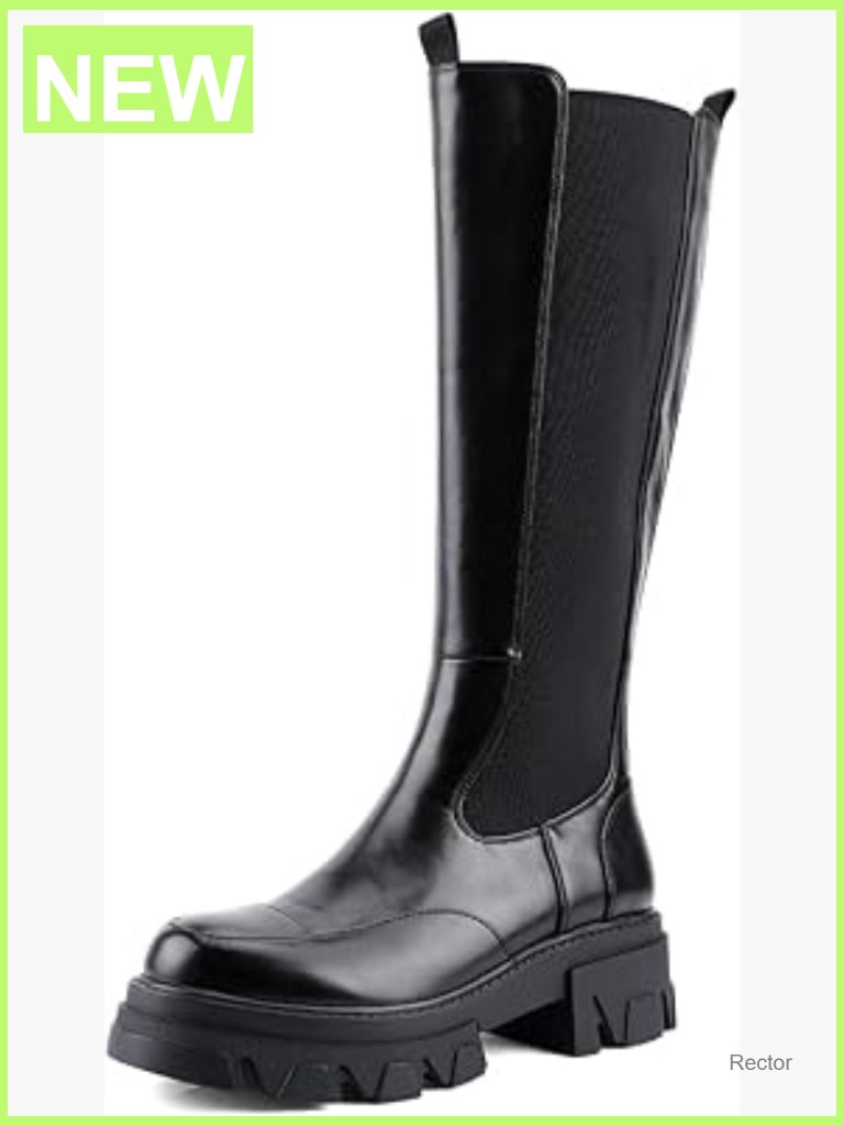 Knee High Platform Boots, Lug Sole Pull-On Riding Boots With Chunky Heel